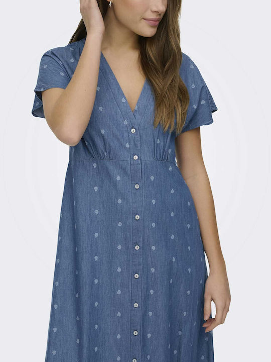 Nova Summer Midi Shirt Dress Denim Blue