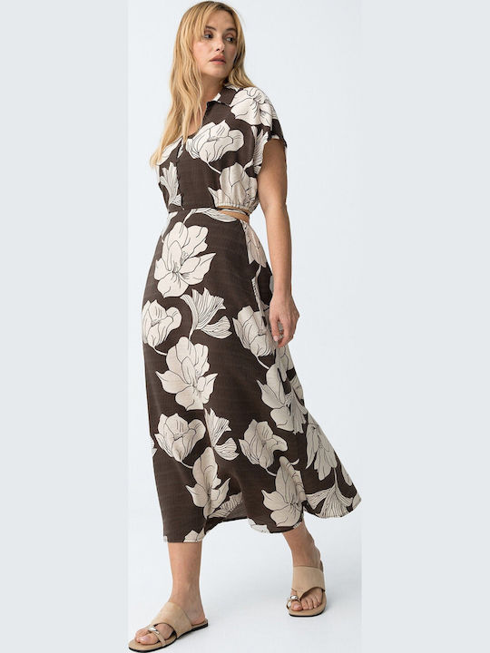 Midi Shirt Dress Brown