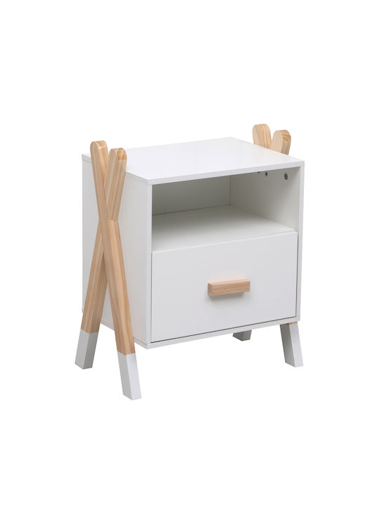 Κομοδίνο Paschal Ξύλινο Λευκό 37x24x15cm HM2488.03