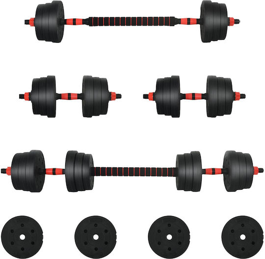 vidaXL Set de gantere cu bară, greutate totală 30kg