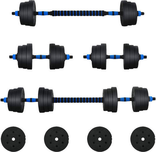 vidaXL Set de gantere cu bară, greutate totală 30kg