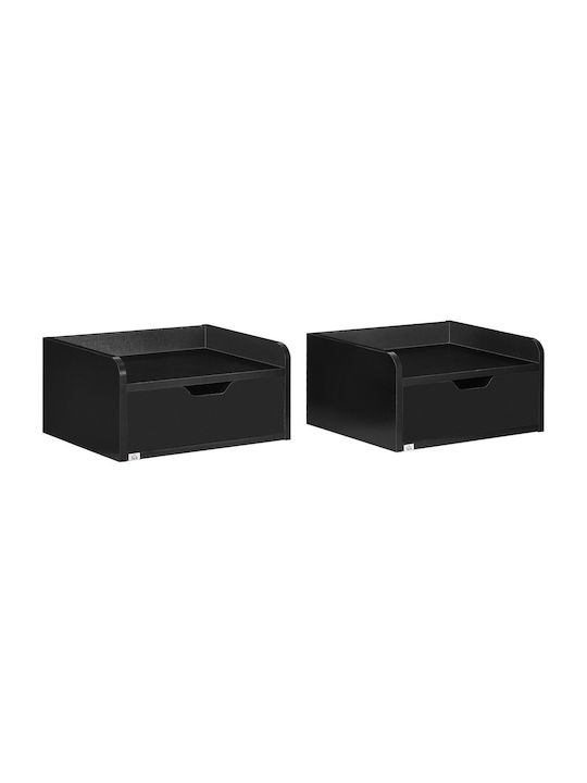 Wooden Black Bedside Tables 2 Pieces 40x30x19.5cm