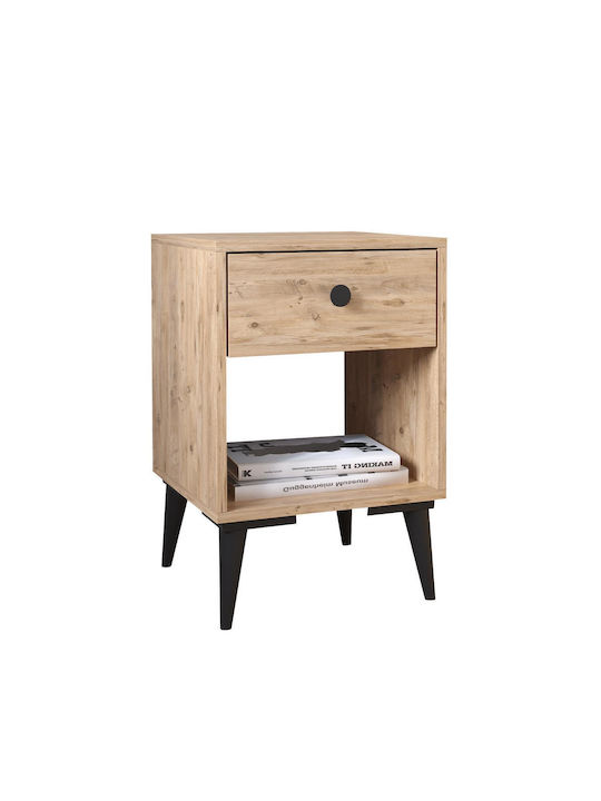 Bedside Table Amari Wooden Beige 43x43x67.5cm
