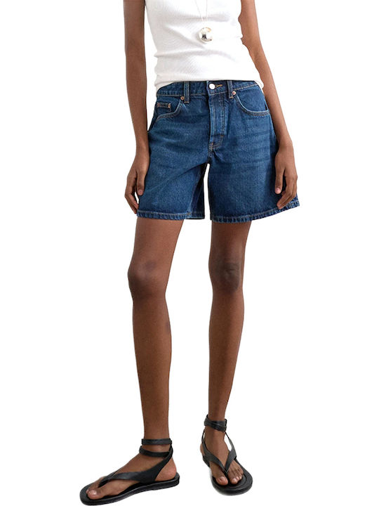Topshop Women's High Waist Denim Shorts Blue