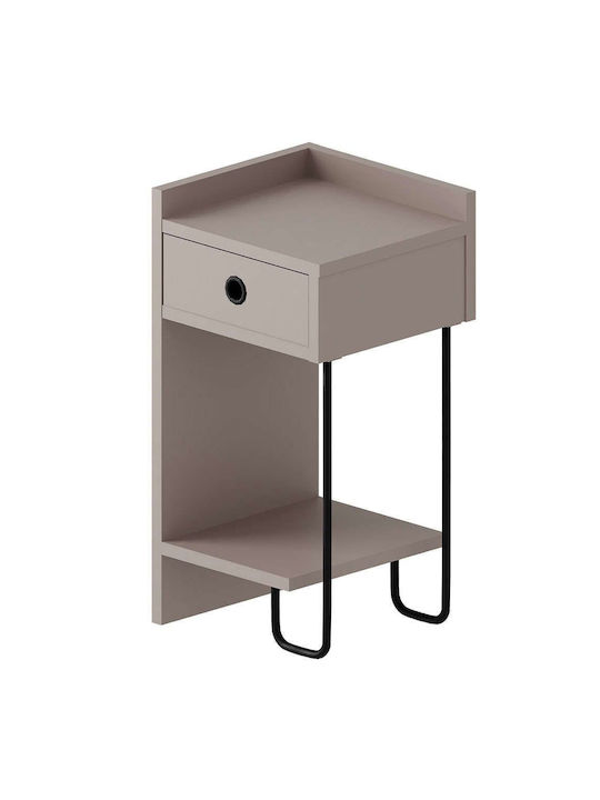 Sirius Bedside Table Left Wooden Brown 31.5x29.5x60cm