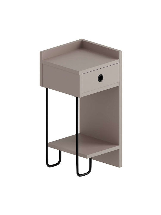 Sirius Bedside Table Right Wooden Brown 31.5x29.5x60cm