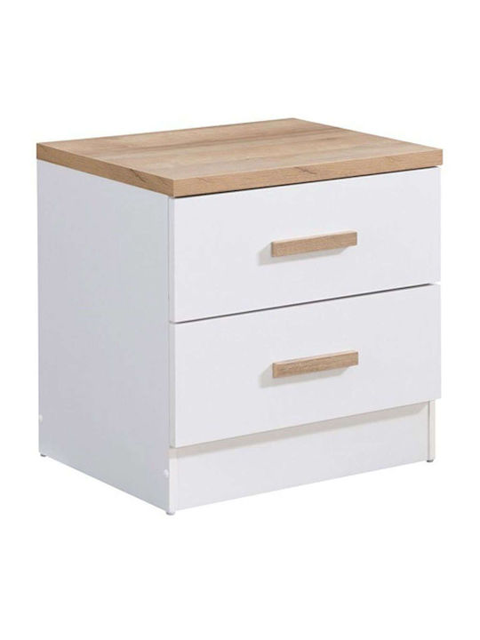 Practico Bedside Table Wooden White 50x40x50cm