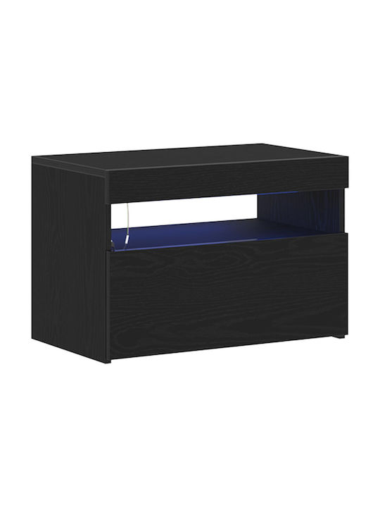 Wooden Bedside Table Black Oak 60x35x40cm