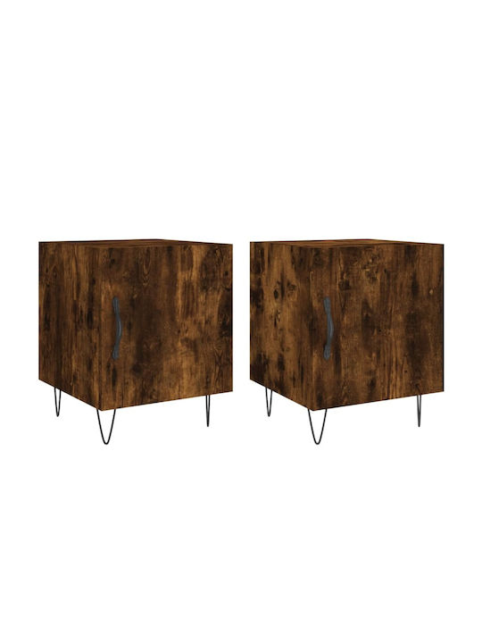 Wooden Bedside Tables 2pcs Καπνιστή Δρυς 40x40x50cm