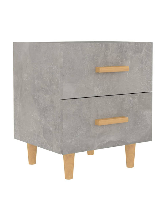 Wooden Bedside Table Γκρι Σκυροδέματος 40x35x47.5cm