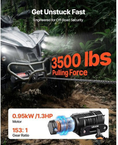 Vevor Ηλεκτρικός Εργάτης Αυτοκινήτου 4x4 12V με Δυνατότητα Έλξης 1587kg