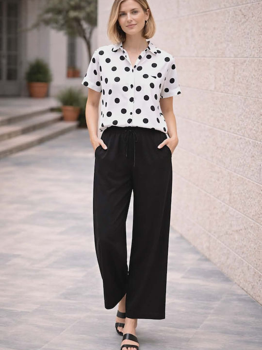 Women's Black Set with Straight Leg Trousers