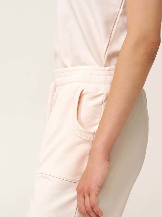 Damen Stoffhose mit Gummiband in Gerader Bein Stil Rosa