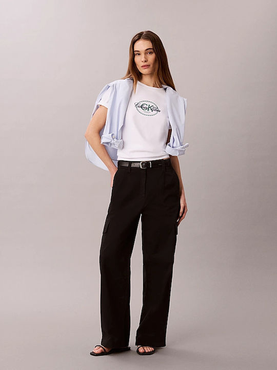 Women's Fabric Cargo Trousers Black