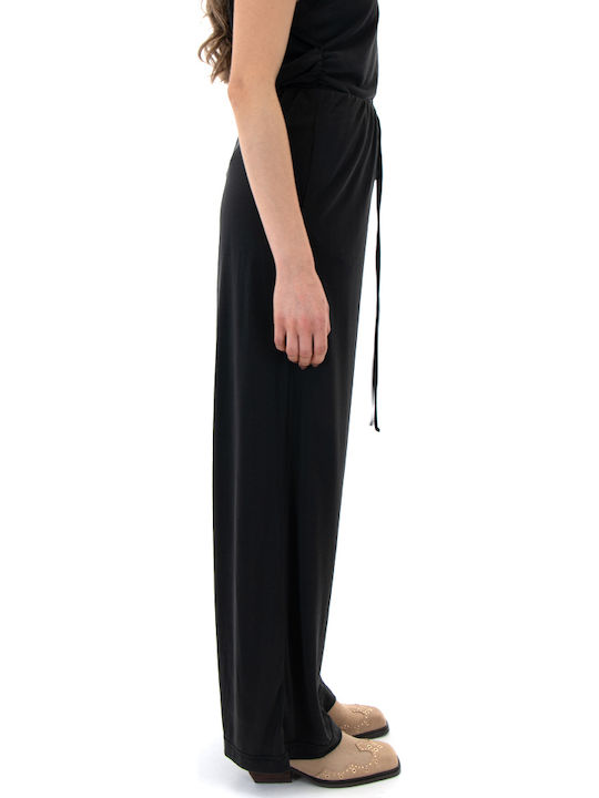 Damen Hochbund Stoffhose mit Gummiband in Gerader Bein Stil Anthrazit