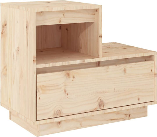 Noptiere din Lemn Masiv Bej 2buc 60x34x51cm
