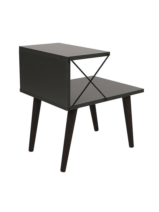 Bedside Table Gather Wooden Anthracite Walnut 50x40x55cm