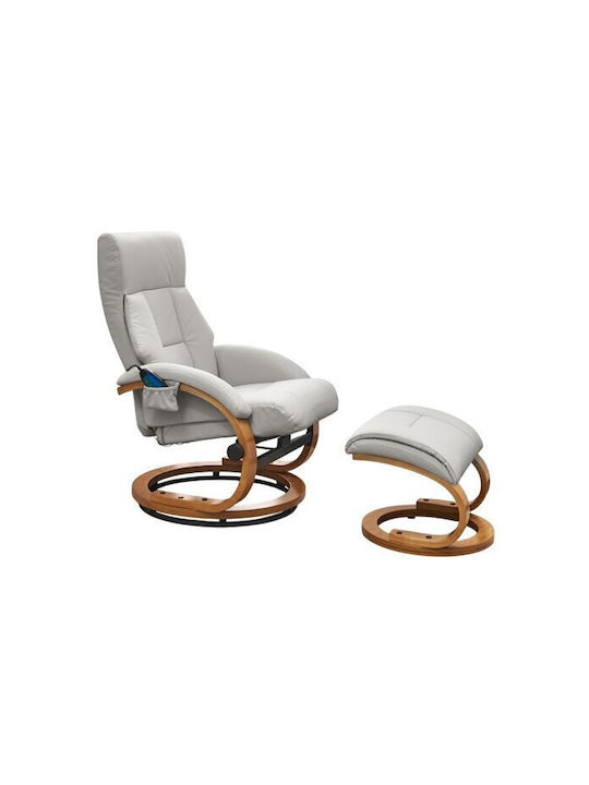 Berwyn 877 Relax Massage Swivel Armchair with Footstool Artificial Leather Gray 44x48x46cm