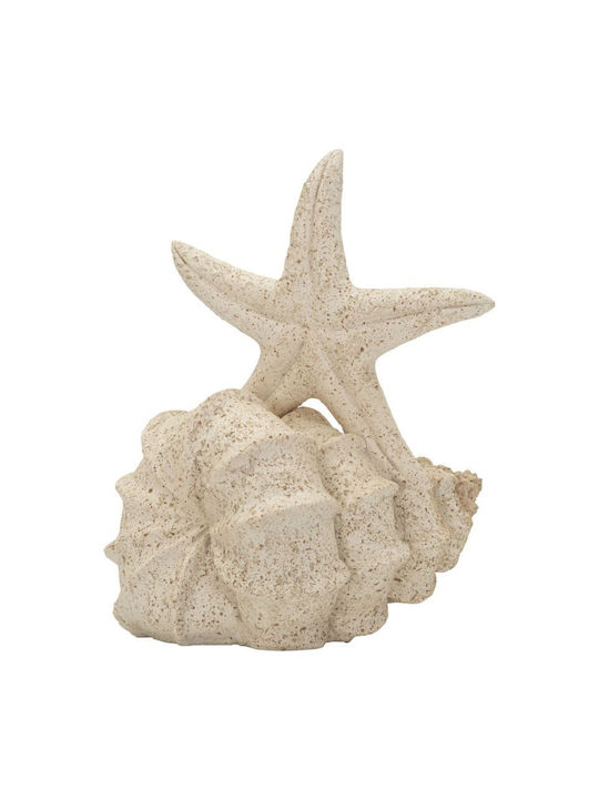 Decorative Seashell Starfish Polyester Ecru Color 18x13x21.2cm