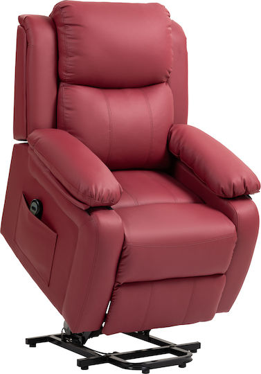 Relaxsessel mit Fußhocker aus Kunstleder Red 76x90x105cm