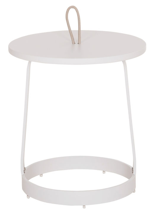 Auxiliary Table for Small Outdoor Spaces Aluminum Foldable Mino White 47x47x53cm