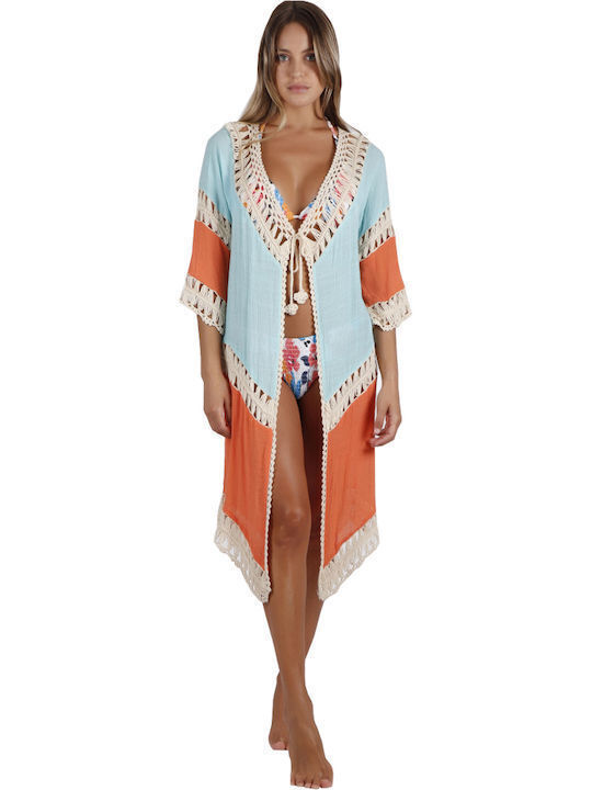 Admas Damen Kimono Strand Mehrfarbig