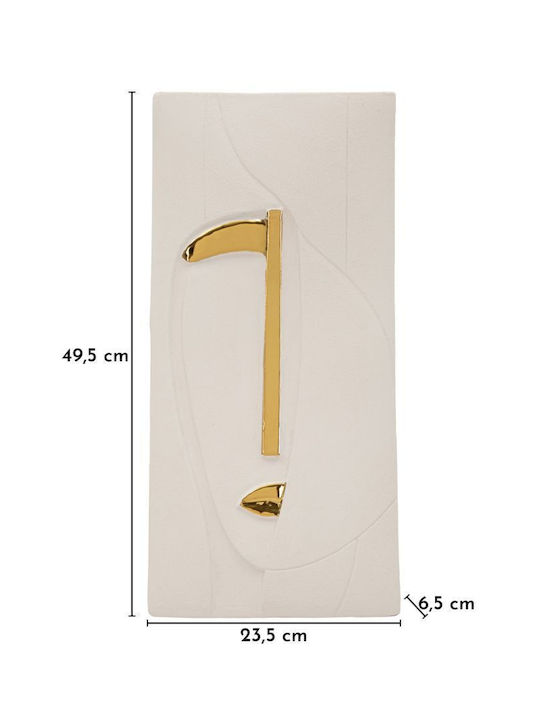 Mauro F Wall Decor Nairobi White Made of Ceramic Material 49.5x6.5x23.5cm