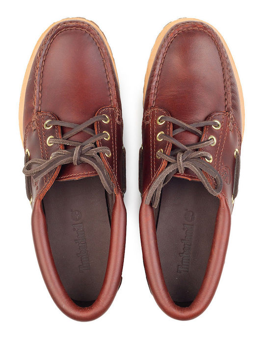 Leather Women's Boat Shoes in Brown Colour