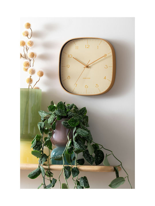 Karlsson Grato Cuadrado Wall Clock Metallic Yellow Ø29cm