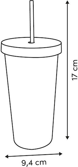 5Five Eden Чаша За Вода От Пластмасова Със Сламка 550ml