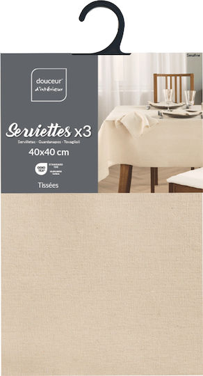 L-c Serafine Πετσέτα Κουζίνας σε Εκρού Χρώμα 40x40cm 3τμχ