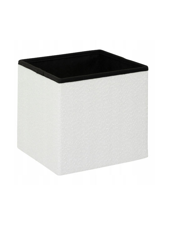 Living Room Stool With Storage Space Upholstered With Fabric Modul White 31x31x31cm