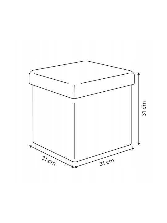 Living Room Stool With Storage Space Upholstered With Fabric Modul White 31x31x31cm