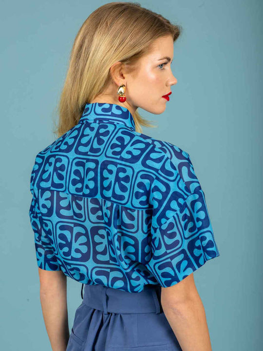 Short Sleeve Women's Shirt Sky Blue