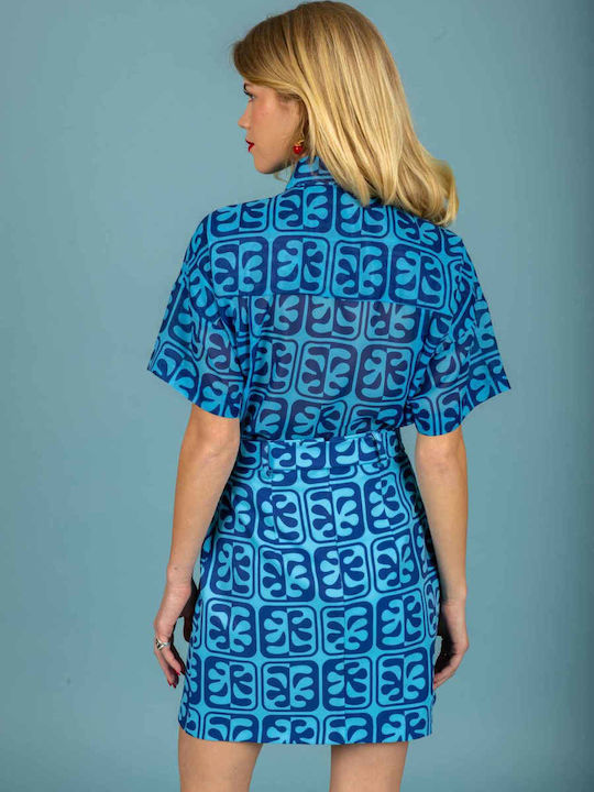 Short Sleeve Women's Shirt Sky Blue