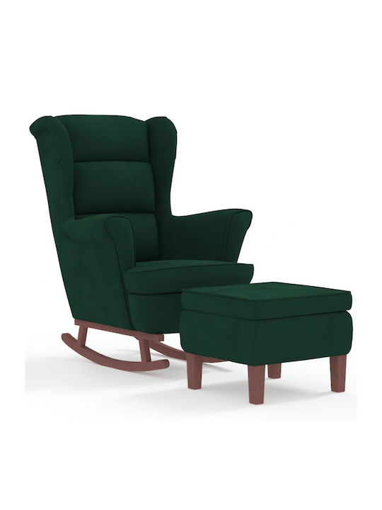 Rocking Armchair with Footstool Green 78x93x97cm