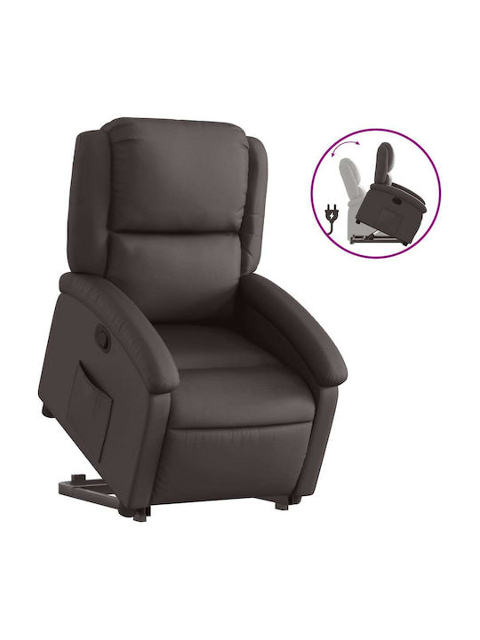 Relaxsessel mit Fußhocker aus echtem Leder Dark Brown 71x86.5x99.5cm