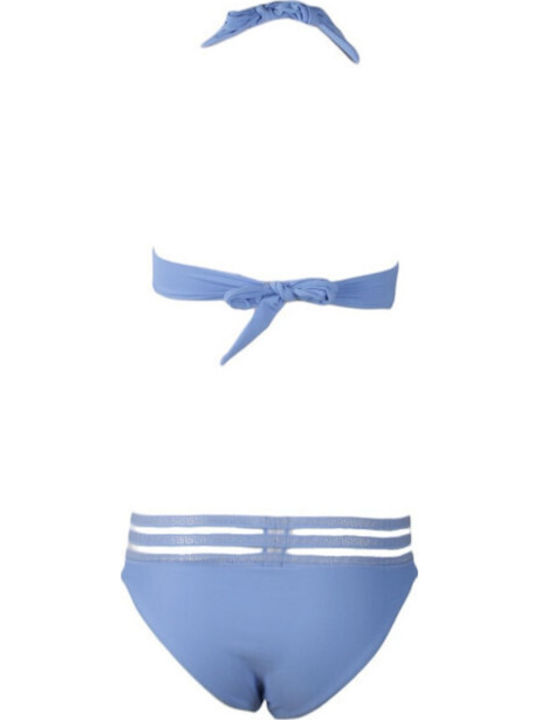 Set Bikini mit Abnehmbarer Verstärkung Blau, Weiß, Gold
