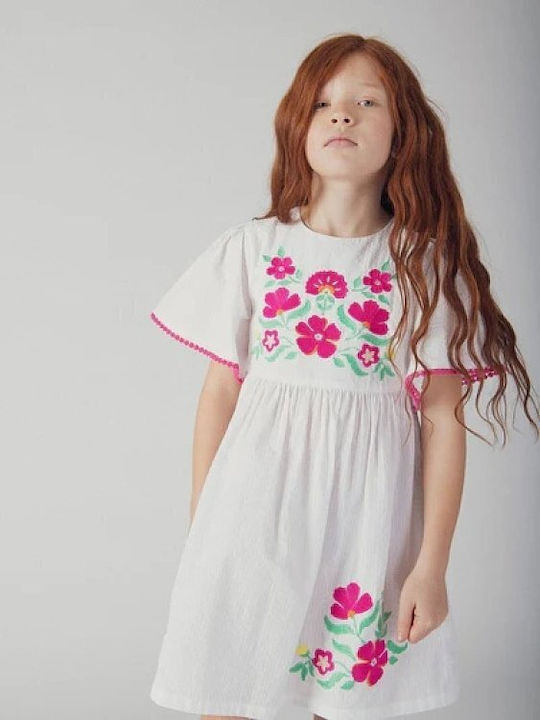 Mädchenkleid Blumen Weiß