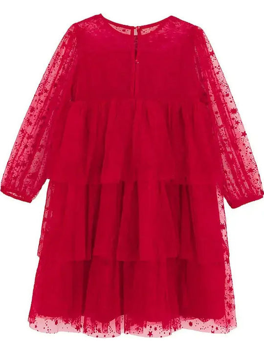Mädchenkleid Langärmelig Tüll Rot