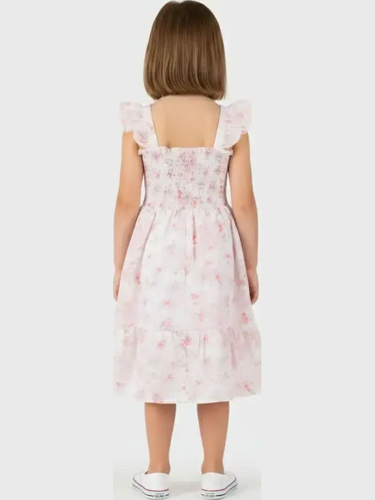 Mädchenkleid Ärmellos Blumen Rosa