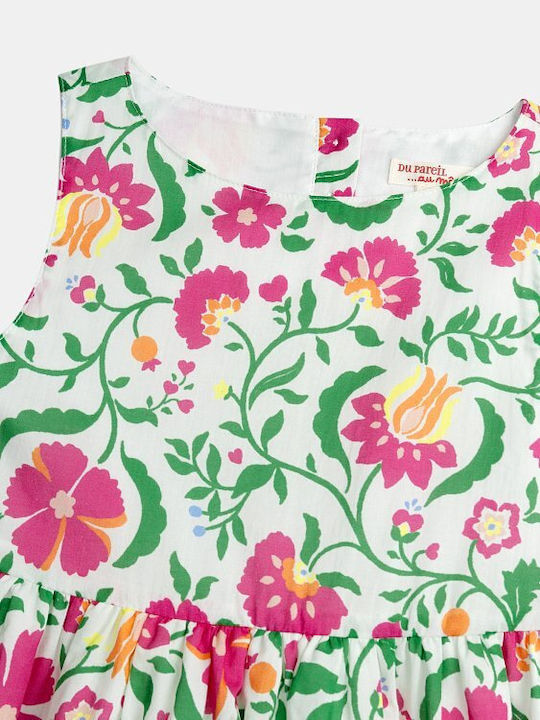 Girls Dress Sleeveless Floral White