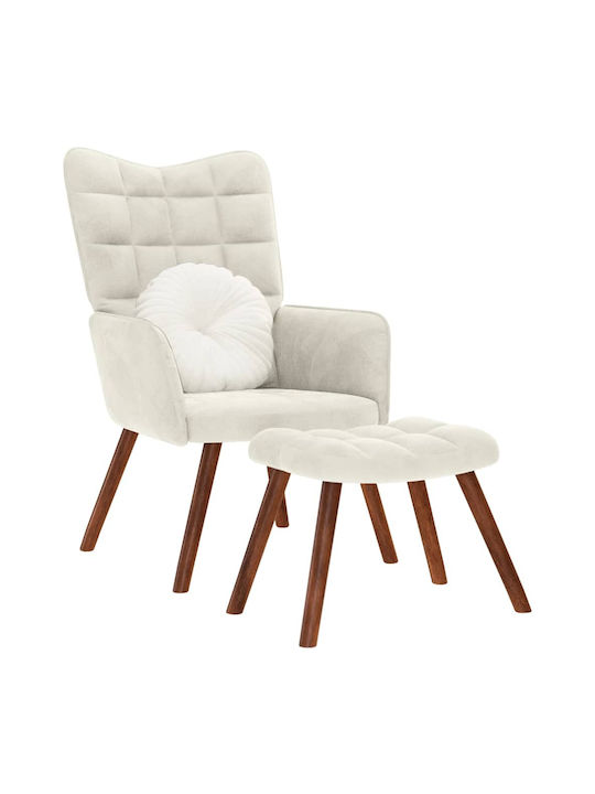 Sessel mit Fußhocker Samt Crem 61.5x69x95.5cm