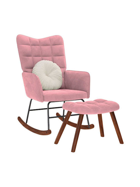 Rocking Armchair with Footstool Pink 61x78x98cm