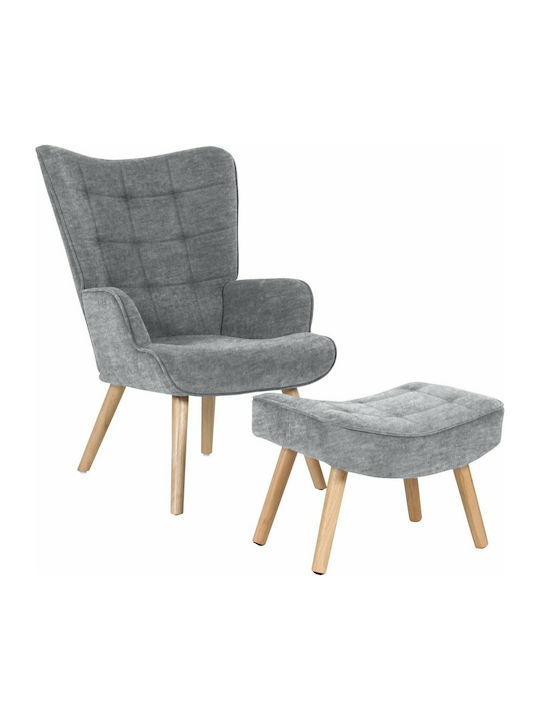 Farel Ohrensessel mit Fußhocker Gray 68x76x98cm