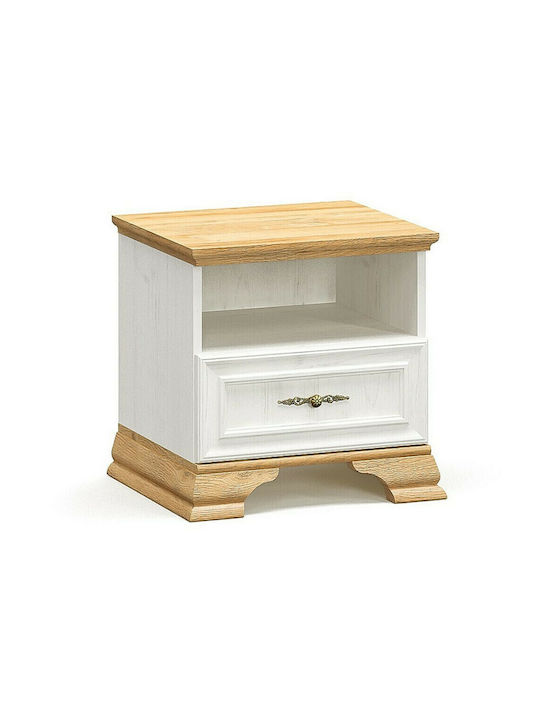 Κομοδίνα Jaden Ξύλινα Golden Oak / Λευκό Antique 2τμχ 49x41x47cm