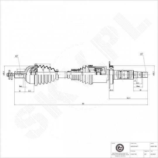 Ημιαξόνιο Volvo S60 Ii V60 I V70 Iii Εμπρός Δεξιά 31367193