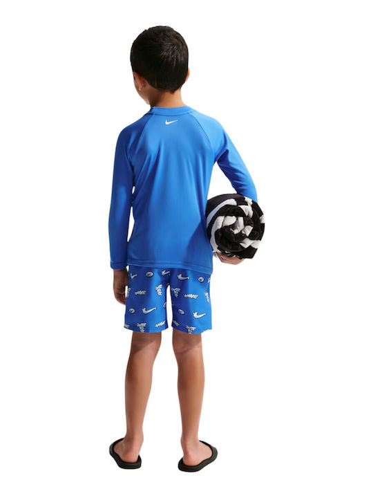 Nike Hydroguard Kids Swimwear Rashguard With Long Sleeve Blue Nike Hydroguard Kids Swimwear Rashguard With Long Sleeve Blue