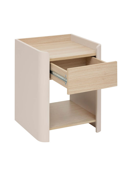 Κομοδίνο F-v Roundy Ξύλινο Μπεζ 40x40x50cm
