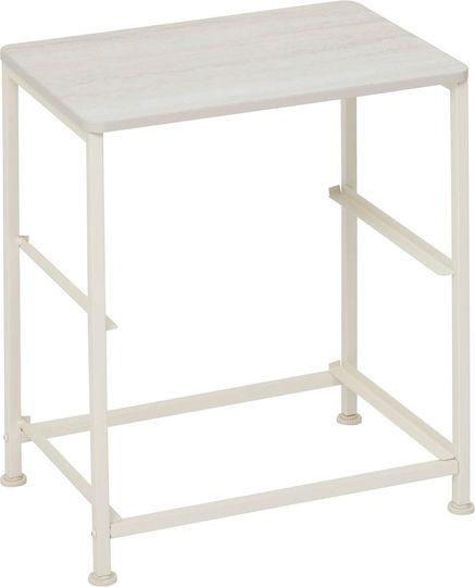 Bedside Table F-v Tissa With Beige Fabric Upholstery 45x30x51cm